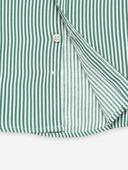Green & White Striped Half Sleeve Casual Shirt - Junior