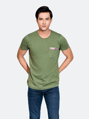 Green Crew Neck T-Shirt With Pocket