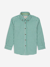 Green Gingham Casual Long Sleeve Shirt