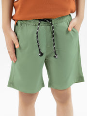 Green Knitted Casual Summer Short