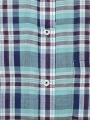Green Tartan Plaid Light Weight Seersucked Shirt