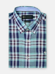 Green Tartan Plaid Light Weight Seersucked Shirt