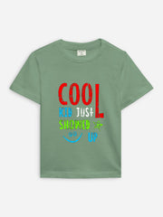 Green 'Cool Kid' Printed Casual T-Shirt
