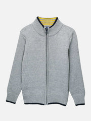 Grey Casual Zipper With Detailing