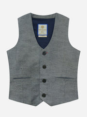 Grey Chambray Suit Waistcoat