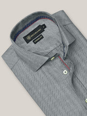 Grey Herringbone Pattern Formal Shirt