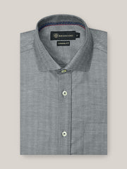 Grey Herringbone Pattern Formal Shirt