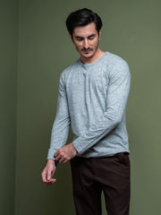 Grey Inject Pattern Long Sleeve T-Shirt