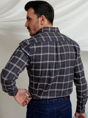 Grey Large Checkered Flannel Shirt
