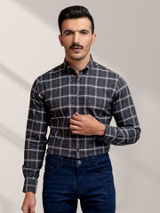 Grey Large Checkered Flannel Shirt