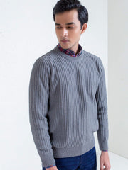 Grey Melange Zig-Zag Textured Jumper