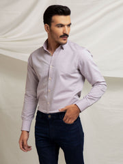 Grey & Peach Dobby Formal Shirt