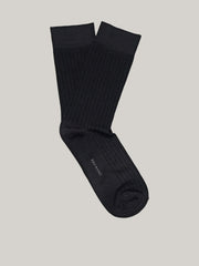Grey Ribbed Mercerized Socks