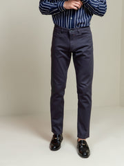 Grey Slub Five Pocket Slim Fit Trouser