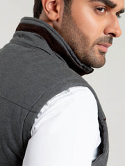 Grey Structured Quilted Sleeveless Jacket