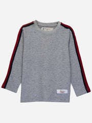 Grey Sweatshirt With Red Stripe Detailing