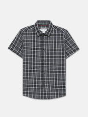 Grey Light Checkered Half Sleeve Shirt - Junior
