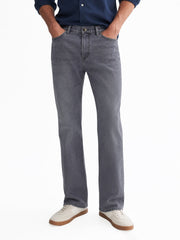 Grey Stonewash Straight Fit Casual Denim With Stretch
