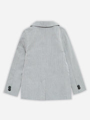 Grey Striped Kids Casual Blazer