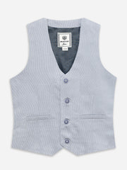 Grey Structured Formal Vest With Bow - Junior