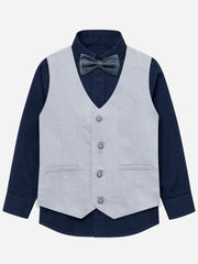Grey Structured Formal Vest With Bow - Junior