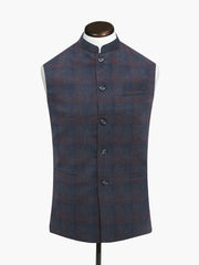 Grey & Blue Checkered Waistcoat