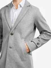 Heather Grey Wool Blended Over Coat