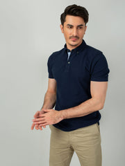 Indigo Pique Polo Shirt