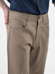Khaki Dobby Structured Five Pocket Trouser