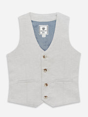 Light Beige Structured Formal Vest With Bow - Junior
