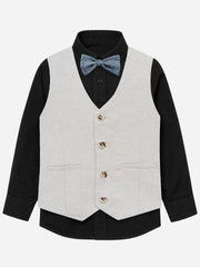 Light Beige Structured Formal Vest With Bow - Junior