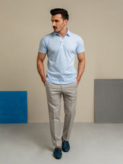 Light Blue Pique Mercerized Polo