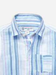 Light Blue Striped Half Sleeve Casual Shirt
