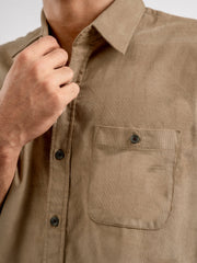 Light Camel Brown Corduroy Shirt