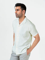 Light Green Half Sleeve Cuban Collar Shirt