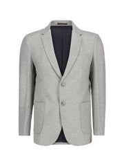 Light Grey Herringbone Wool & Cashmere Blazer - Sartoria
