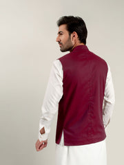 Magenta Dobby Waistcoat