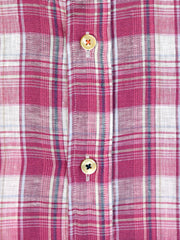 Magenta Linen Checkered Shirt