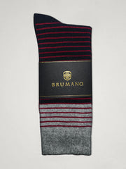 Maroon & Black Striped Cotton Socks
