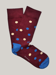 Maroon & Blue Polka Dot Cotton Socks