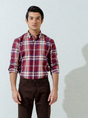Maroon Flannel Large Checkered Shirt