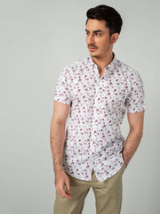 Maroon Floral Half Sleeve Printed Shirt