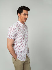 Maroon Floral Half Sleeve Printed Shirt