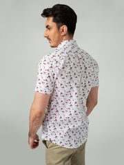 Maroon Floral Half Sleeve Printed Shirt