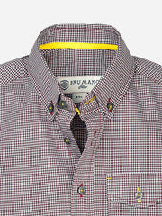 Maroon Micro Checkered Short Sleeve Shirt