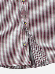 Maroon Micro Checkered Short Sleeve Shirt