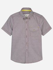 Maroon Micro Checkered Short Sleeve Shirt