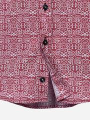 Maroon Motif Patterned Casual Shirt