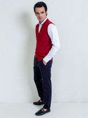 Maroon Sleeveless Button Cardigan