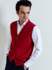 Maroon Sleeveless Button Cardigan